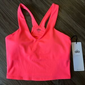 ALO Yoga real bra tank fluorescent pink coral